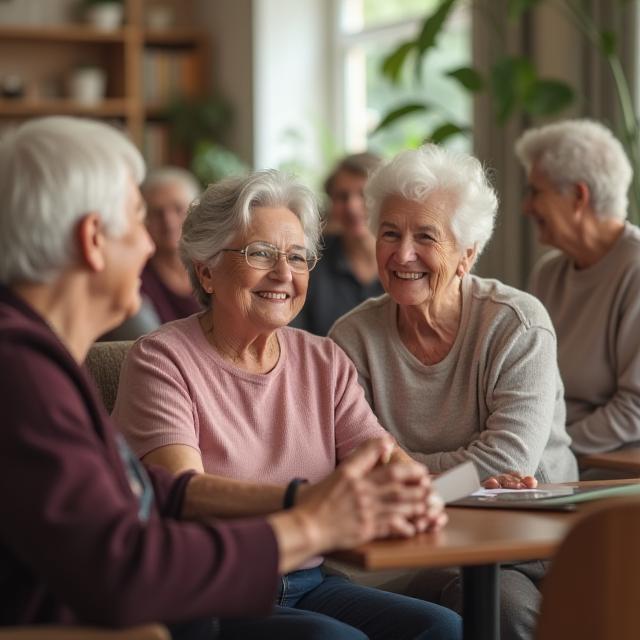 Elderly clients enjoying group activity